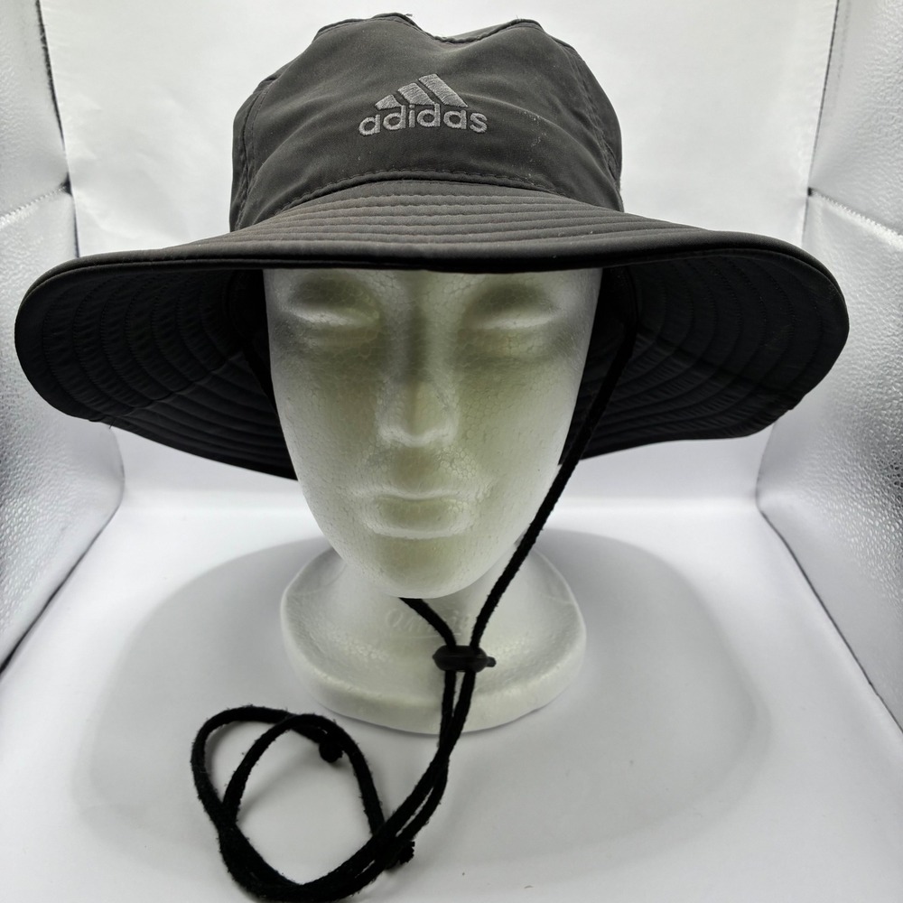 Adidas Aeroready Boonie Bucket Hat Black Wide Brim Adjustable Chin Strap Mens OS